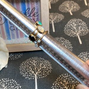 Gold Tone Ring Set of 4 with Gemstones